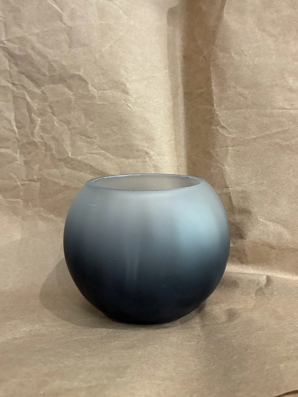 Yankee Candle Glass TeaLight Votive Candle Holder Ombré Gray Black Melon Frosted
